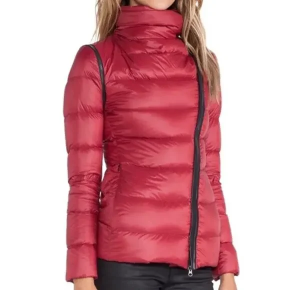 Mackage Queren convertible down puffer coat vest leather trim - red - small - Picture 14 of 16